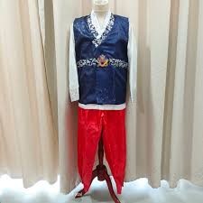 Red Korean Male Hanbok Size M Costume For Rent