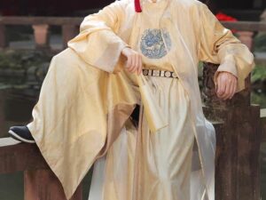 Golden & White Male Chinese Style HanFu Size M Costume For Rent