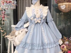 Sky Blue Mousse Lolita Costume Size M For Rent