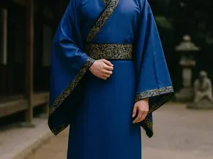 Male Chinese Traditional Blue HanFu ZhiDuo For Rent