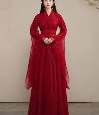 White & Red Male Chinese Style HanFu Size M Costume For Rent