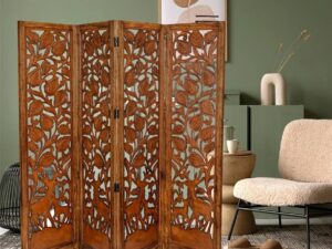 4 Panel Wooden Screen (Brown)