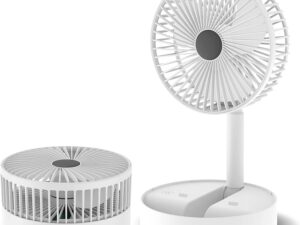 White Portable Extendable Wireless USB Fan with Internal Battery for Rent