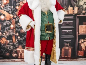 Christmas Costume Santa Claus Gold Pattern Size M - XXXL Red Santa for Rent