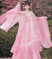 Female Chinese Traditional HanFu Pink Baju Cina Pink and White (交领汉服粉色) for Rent
