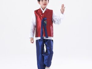 Kids Size Korean Hanbok Boy male red below 130CM Height (儿童韩服男孩) for Rent