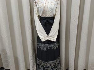 CHINESE Traditional MaMian Qun (HorseFace Skirt) Mix and Match Black with Silver Laser Lining Weaves Pheonix Pattern Size M - L (Actual Weaves, not fabric printing) bling bling for Rent