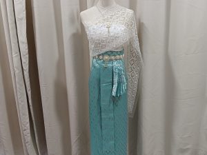 White Turquoise Thailand Costume for Female Size M-L for Rent