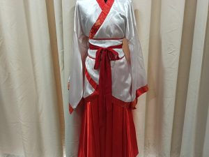 CHINESE Simple Costume Style Female White Top and Red Skirt Colour Free Size Height Adjustable Easy Wearing for Rent