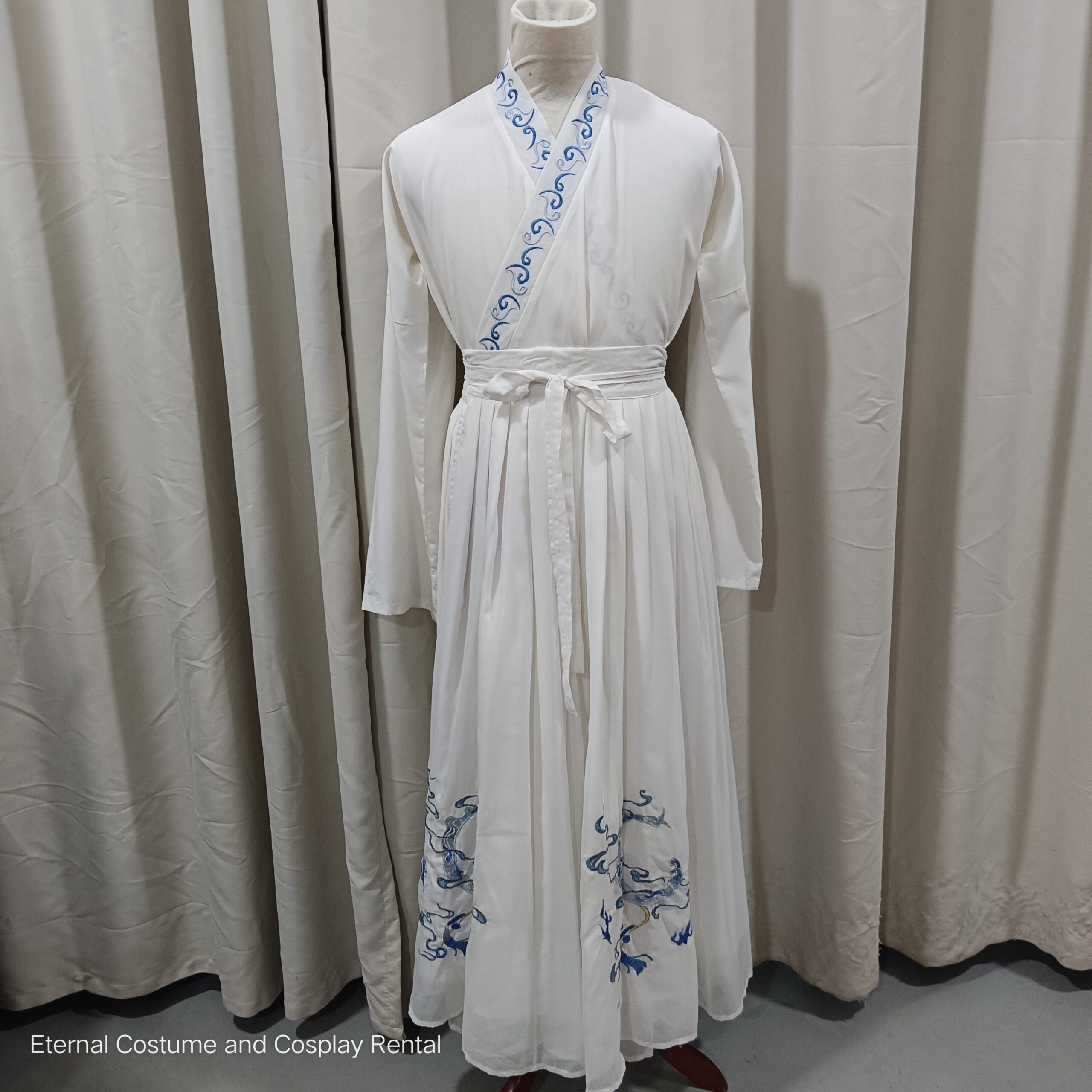 CHINESE Traditional HanFu Male White with Gradient Blue Dragon Full Embroidery for Rent 3CHINESE Traditional HanFu Male White with Gradient Blue Dragon Full Embroidery for Rent | RentSmart Asia | Renting Is The New Buying CHINESE Traditional HanFu Male White with Gradient Blue Dragon Full Embroidery for Rent - Image 3