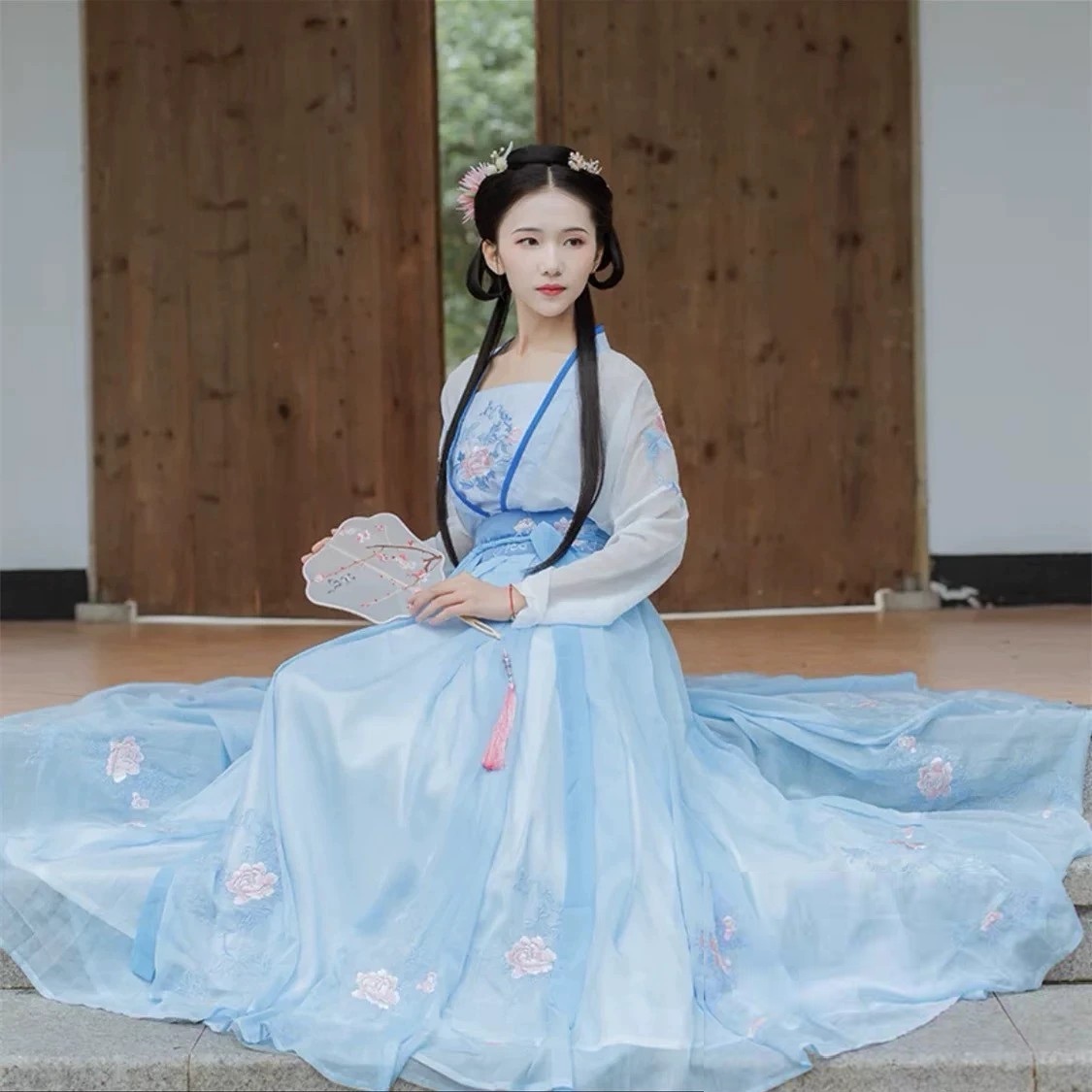 CHINESE Traditional HanFu Female White and Light Blue with BLING BLING Female Size XS - M for Rent 1CHINESE Traditional HanFu Female White and Light Blue with BLING BLING Female Size XS - M for Rent | RentSmart Asia | Renting Is The New Buying CHINESE Traditional HanFu Female White and Light Blue with BLING BLING Female Size XS - M for Rent